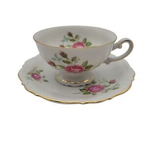 Mitterteich Old Dresden Rose Cup & Saucer Set Bavaria Germany Vintage 1950's